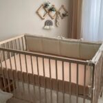 Husă de saltea pătuț 120 × 60 cm din muselină 100% bumbac, bej, țesătură din muselină 100% bumbac