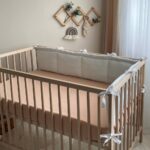 Husă de saltea pătuț 120 × 60 cm din muselină 100% bumbac, bej, elastic pe margini