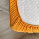 Husă de saltea pătuț 120 × 60 cm din muselină 100% bumbac, muștar, prezentare