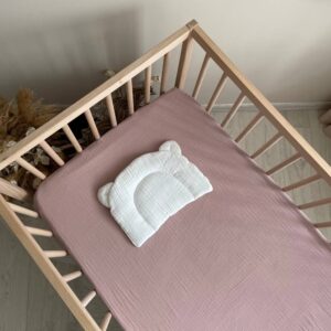 Husă de saltea pătuț 120 × 60 cm din muselină 100% bumbac, roz pudră, țesătură din muselină 100% bumbac