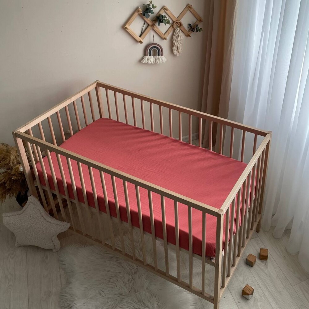 Husă de saltea pătuț 120 × 60 cm din muselină 100% bumbac, teracota, vedere de ansamblu Husă de saltea pătuț 120 × 60 cm din muselină 100% bumbac, teracota, vedere de ansamblu