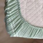 Husă de saltea pătuț 120 × 60 cm din muselină 100% bumbac, verde mentă, elastic pe margini