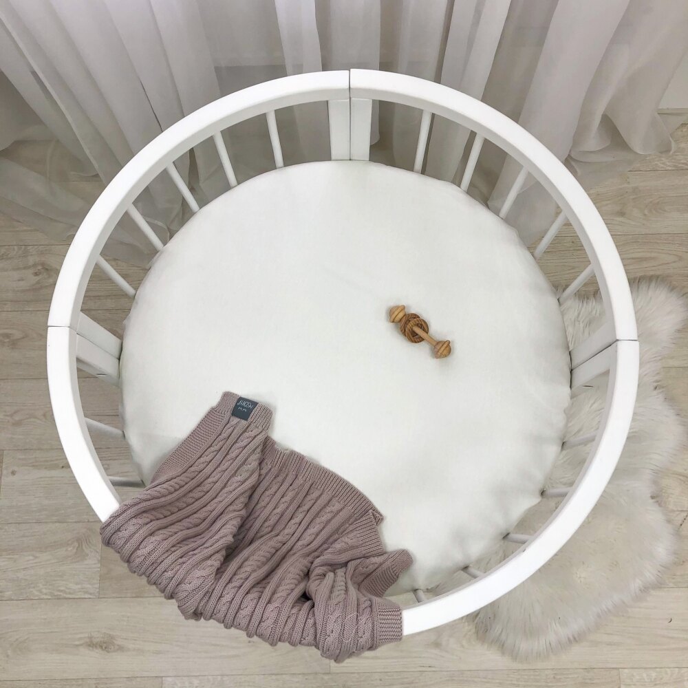 Husă de saltea rotundă pentru pătuț, alb, 70 × 70 cm, vedere de ansamblu Husă de saltea rotundă pentru pătuț, alb, 70 × 70 cm, vedere de ansamblu