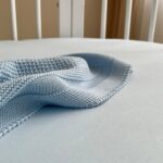 Husă de saltea rotundă pentru pătuț, albastru, 70 × 70 cm, detaliu al modelului