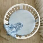 Husă de saltea rotundă pentru pătuț, albastru, 70 × 70 cm, vedere de ansamblu