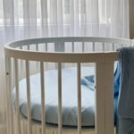 Husă de saltea rotundă pentru pătuț, albastru, 70 × 70 cm, pe salteaua rotundă