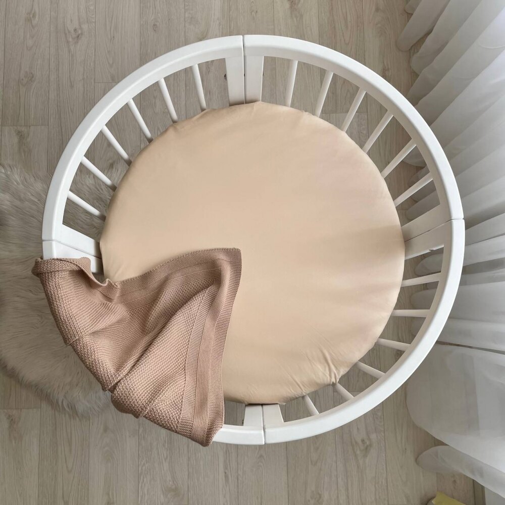 Husă de saltea rotundă pentru pătuț, bej, 70 × 70 cm, vedere de ansamblu Husă de saltea rotundă pentru pătuț, bej, 70 × 70 cm, vedere de ansamblu