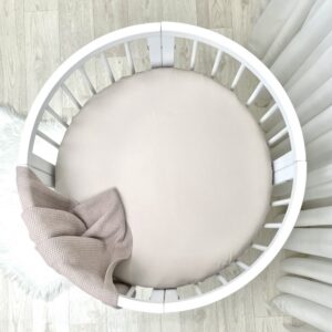 Husă de saltea rotundă pentru pătuț, cappuccino, 70 × 70 cm, vedere de ansamblu
