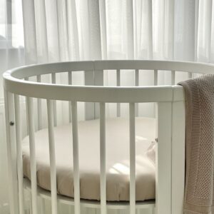 Husă de saltea rotundă pentru pătuț, cappuccino, 70 × 70 cm, elastic pe toată circumferința