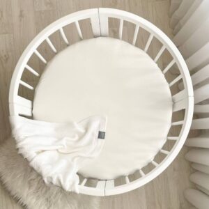 Husă de saltea rotundă pentru pătuț, milky, 70 × 70 cm, vedere de ansamblu