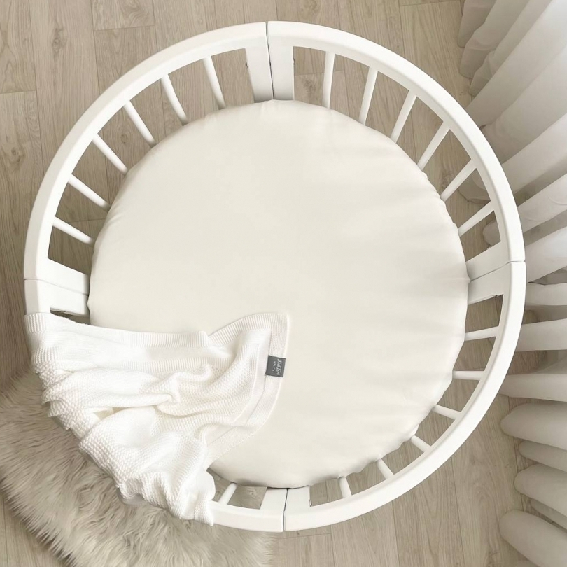 Husă de saltea rotundă pentru pătuț, milky, 70 × 70 cm, vedere de ansamblu Husă de saltea rotundă pentru pătuț, milky, 70 × 70 cm, vedere de ansamblu