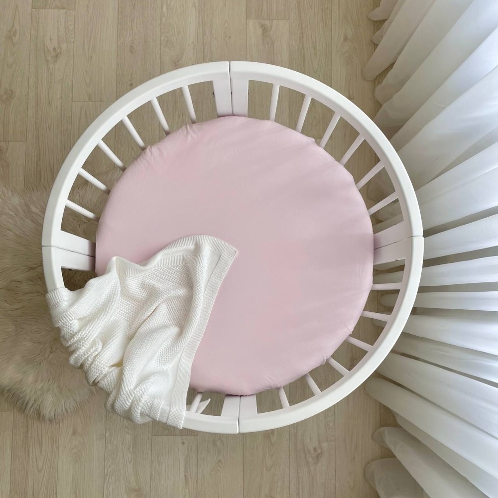Husă de saltea rotundă pentru pătuț, roz, 70 × 70 cm, vedere de ansamblu Husă de saltea rotundă pentru pătuț, roz, 70 × 70 cm, vedere de ansamblu