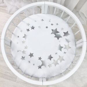 Husă de saltea rotundă pentru pătuț, constelații, 70 × 70 cm, vedere de ansamblu