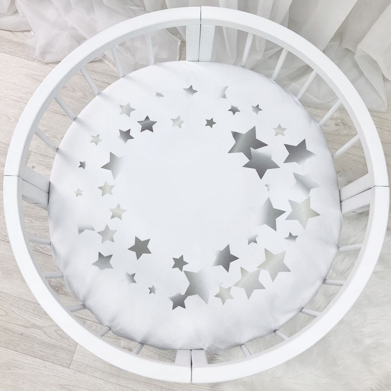Husă de saltea rotundă pentru pătuț, constelații, 70 × 70 cm, vedere de ansamblu Husă de saltea rotundă pentru pătuț, constelații, 70 × 70 cm, vedere de ansamblu