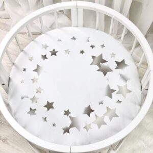 Husă de saltea rotundă pentru pătuț, constelații, 70 × 70 cm, elastic pe toată circumferința