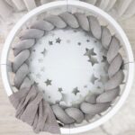 Husă de saltea rotundă pentru pătuț, constelații, 70 × 70 cm, textură din bumbac poplin