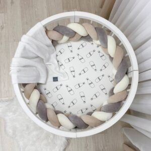Husă de saltea rotundă pentru pătuț, Milk, 70 × 70 cm, elastic pe toată circumferința