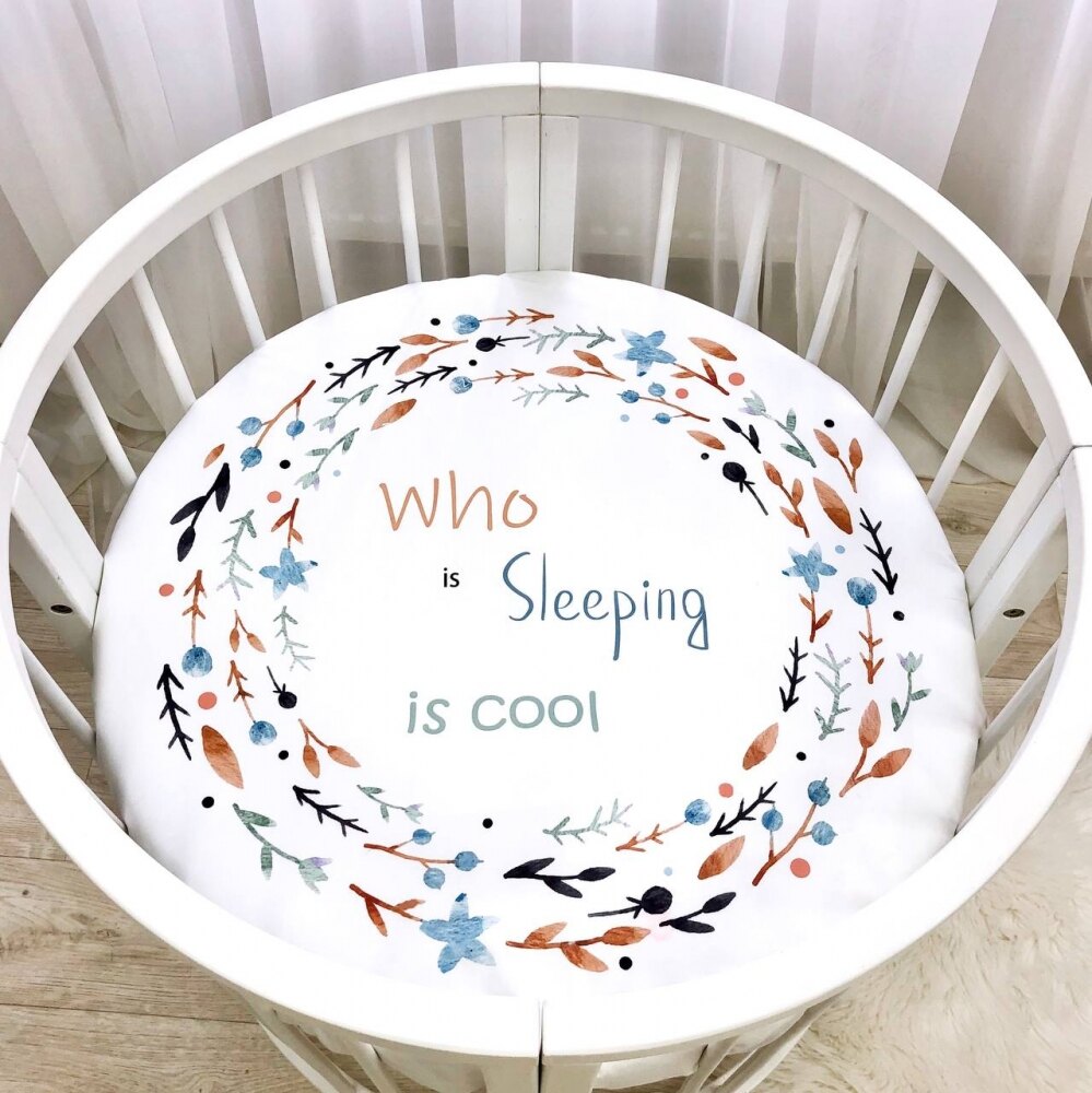 Husă de saltea rotundă pentru pătuț, Sleeping is cool, 70 × 70 cm, vedere de ansamblu Husă de saltea rotundă pentru pătuț, Sleeping is cool, 70 × 70 cm, vedere de ansamblu