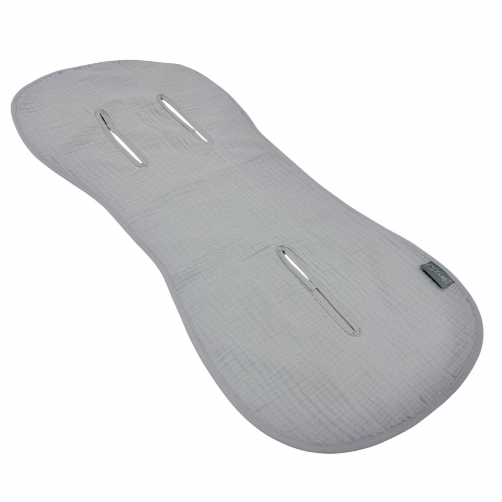 Inserție pentru scaun auto sau cărucior din muselină, gri, 32 × 74 cm, vedere de ansamblu Inserție pentru scaun auto sau cărucior din muselină, gri, 32 × 74 cm, vedere de ansamblu