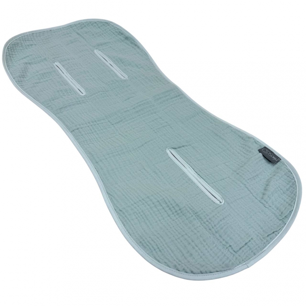 Inserție pentru scaun auto sau cărucior din muselină, mentă, 32 × 74 cm, vedere de ansamblu Inserție pentru scaun auto sau cărucior din muselină, mentă, 32 × 74 cm, vedere de ansamblu