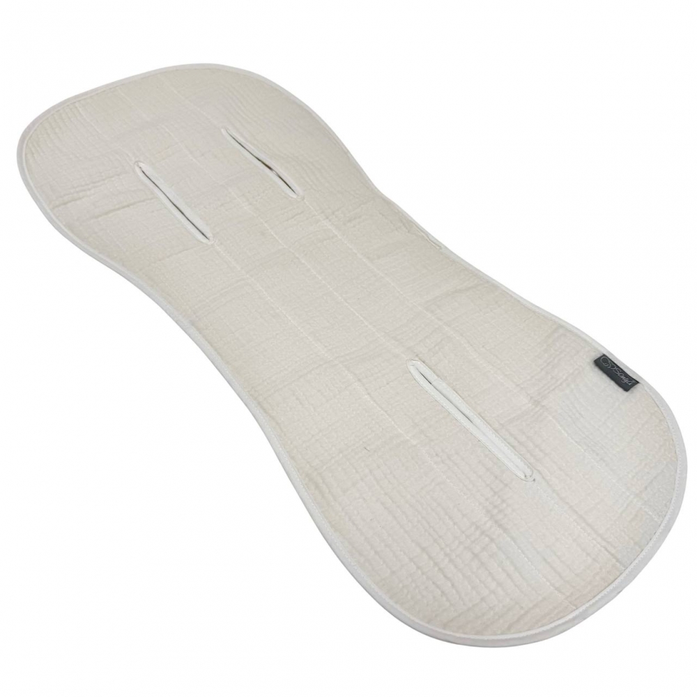 Inserție pentru scaun auto sau cărucior din muselină, milky, 32 × 74 cm, vedere de ansamblu Inserție pentru scaun auto sau cărucior din muselină, milky, 32 × 74 cm, vedere de ansamblu