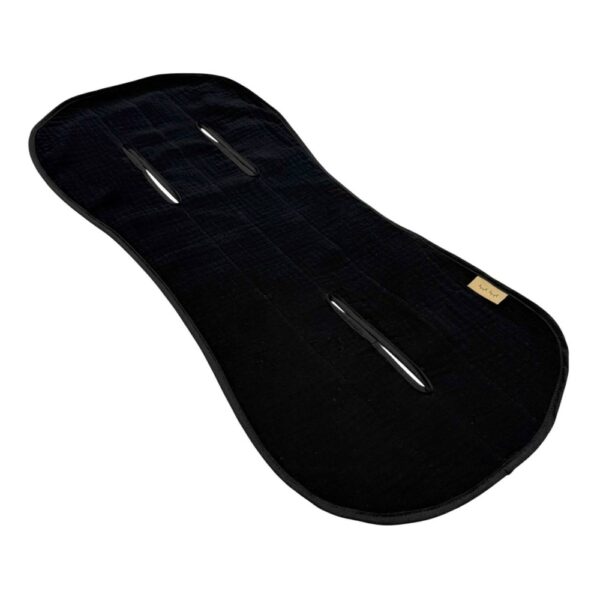 Inserție pentru scaun auto sau cărucior din muselină, negru, 32 × 74 cm, vedere de ansamblu
