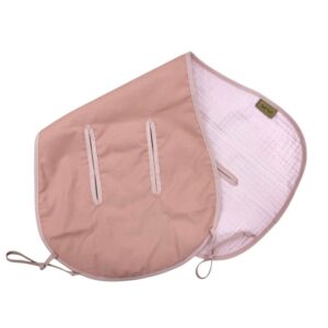 Inserție pentru scaun auto sau cărucior din muselină, roz pudră, 32 × 74 cm, față din muselină în patru straturi