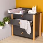 Masă de înfășat Marvis 600 detașabilă pentru comodă, antracit, textura materialului