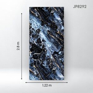 Panou Midnight Breccia în picioare: marmură neagră și albastră cu vene aurii fine, cu cotele de 2,8 × 1,22 m