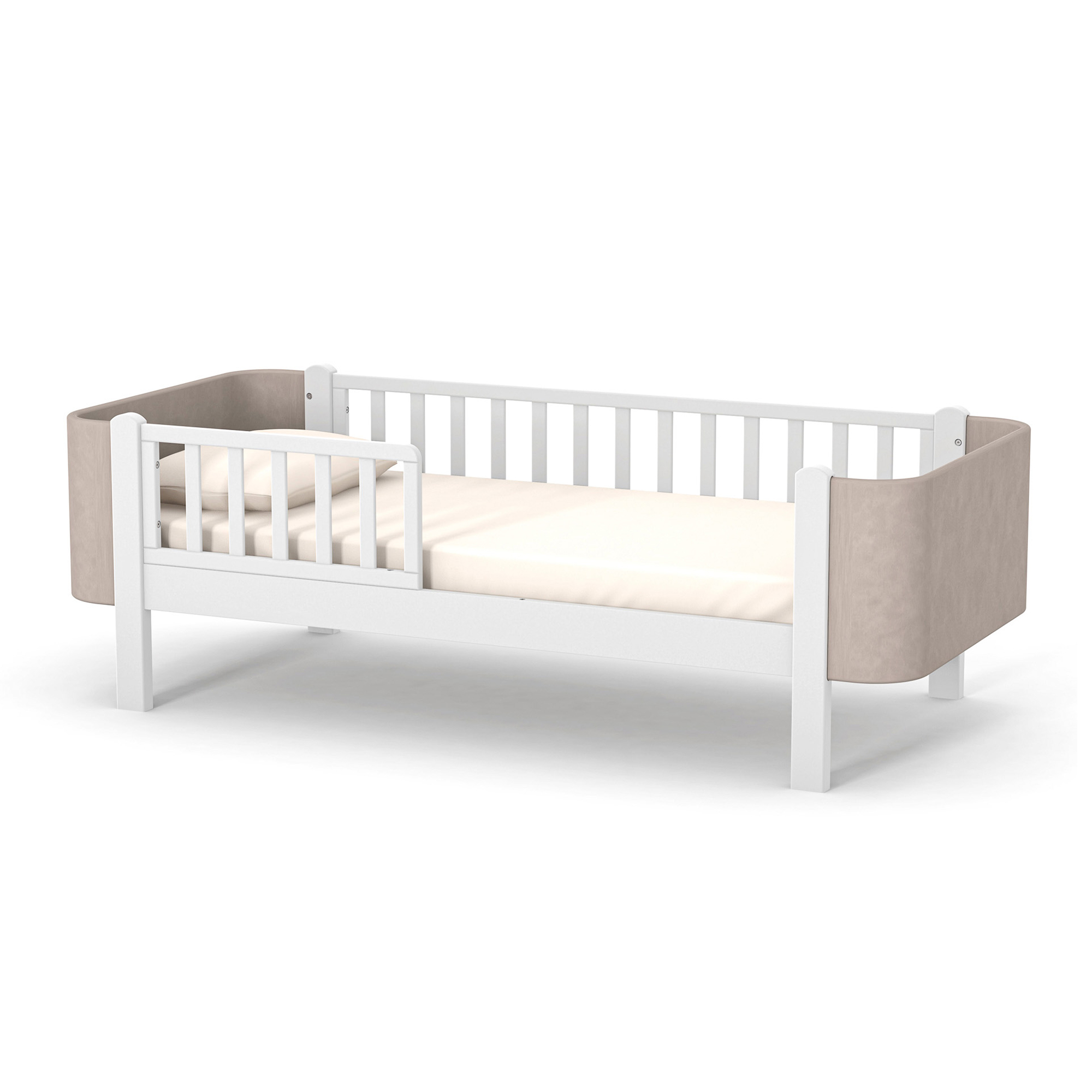 Pat copii tapițat Nancy 190 × 80 cm, finisaj cappuccino, vedere de ansamblu Pat copii tapițat Nancy 190 × 80 cm, finisaj cappuccino, vedere de ansamblu