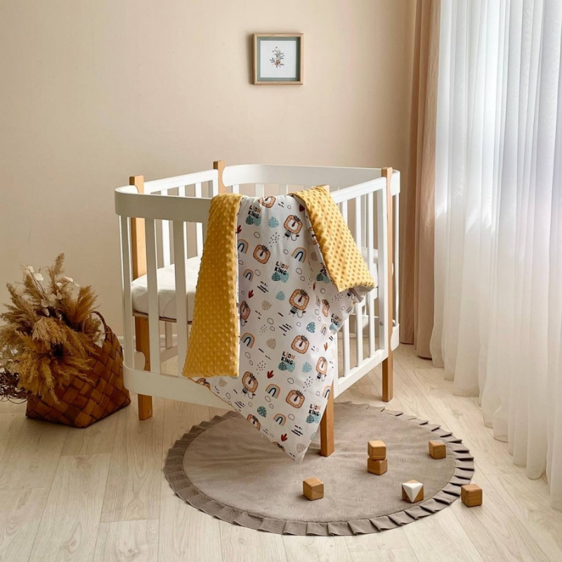 Păturică bebe din bumbac și țesătură Minky cu pilotă, lei, 75 × 100 cm, vedere de ansamblu Păturică bebe din bumbac și țesătură Minky cu pilotă, lei, 75 × 100 cm, vedere de ansamblu