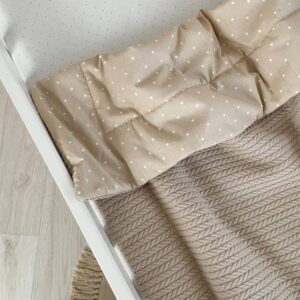 Păturică bebe din bumbac și material tricotat, bej, 75 × 100 cm, detaliu al modelului