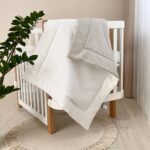 Păturică bebe din bumbac și material tricotat, gri, 75 × 100 cm, vedere de ansamblu
