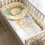 Păturică bebe din satin și velur cu pilotă, Lion crem, 80 × 100 cm, fața a doua, cu textură