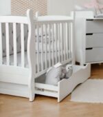 Pătuț tapițat co-sleeping Iași 120 × 60 cm, alb-gri, nivelurile de reglare a somierei