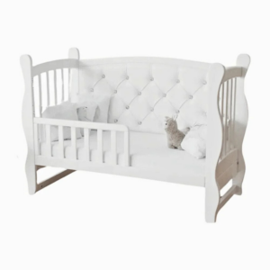 Pătuț tapițat co-sleeping Iași 120 × 60 cm, alb, vedere de ansamblu