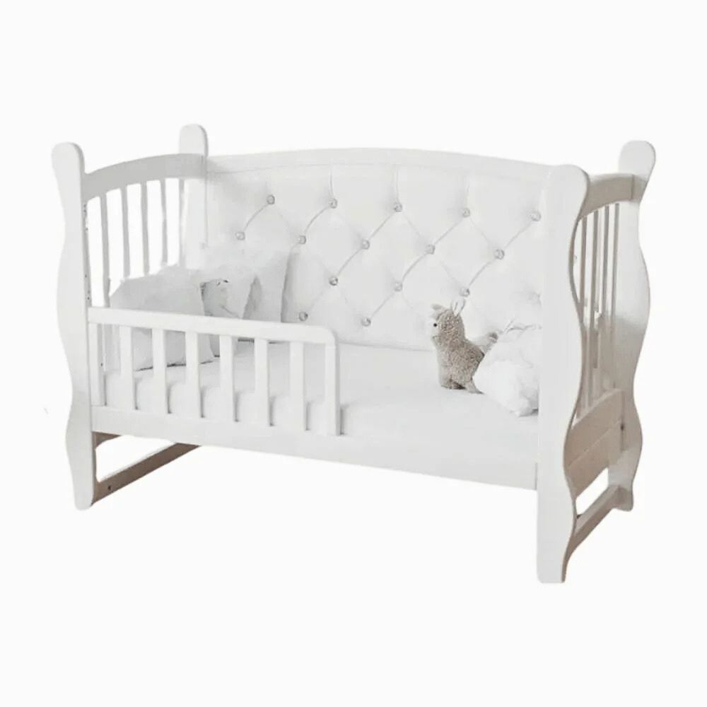 Pătuț tapițat co-sleeping Iași 120 × 60 cm, alb, vedere de ansamblu Pătuț tapițat co-sleeping Iași 120 × 60 cm, alb, vedere de ansamblu