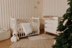 Pătuț tapițat co-sleeping Iași 120 × 60 cm, fildeș-crem, detaliu al zăbrelelor