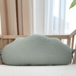 Pernuță decorativă pentru pătuț bebe, Norișor mentă, din țesătură waffle, vedere de ansamblu
