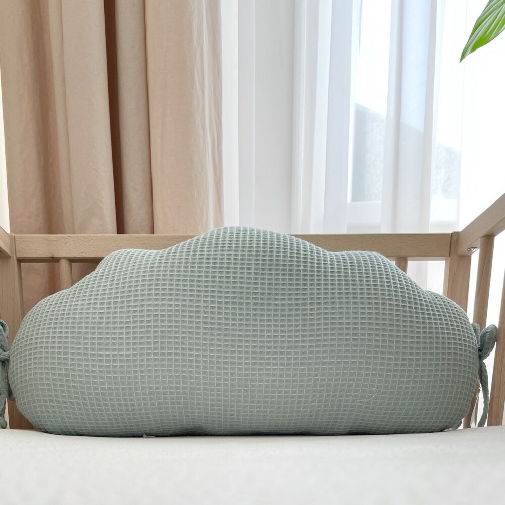Pernuță decorativă pentru pătuț bebe, Norișor mentă, din țesătură waffle, vedere de ansamblu Pernuță decorativă pentru pătuț bebe, Norișor mentă, din țesătură waffle, vedere de ansamblu