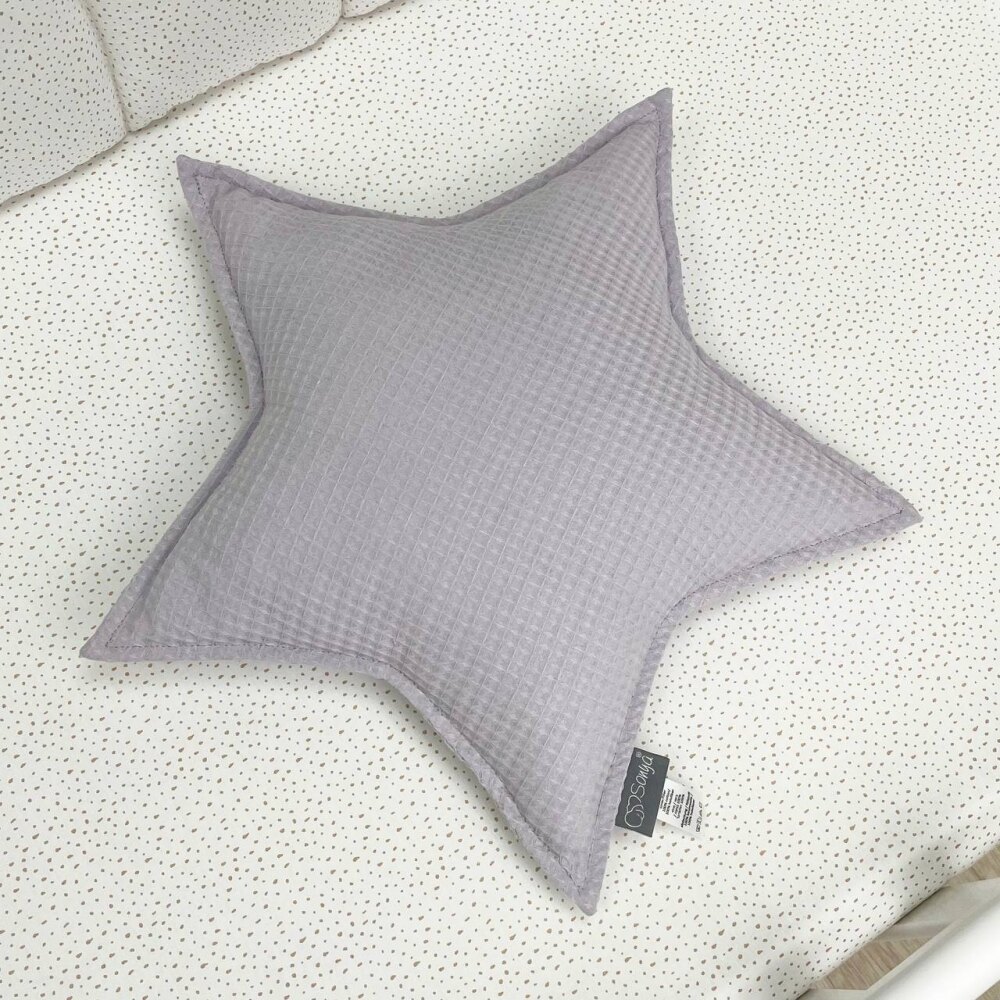Pernuță decorativă pentru pătuț bebe, Steluță gri, din țesătură waffle, vedere de ansamblu Pernuță decorativă pentru pătuț bebe, Steluță gri, din țesătură waffle, vedere de ansamblu