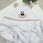 Prosop cu glugă din bumbac pentru copii, model Ursuleț, 80 × 100 cm, vedere de ansamblu