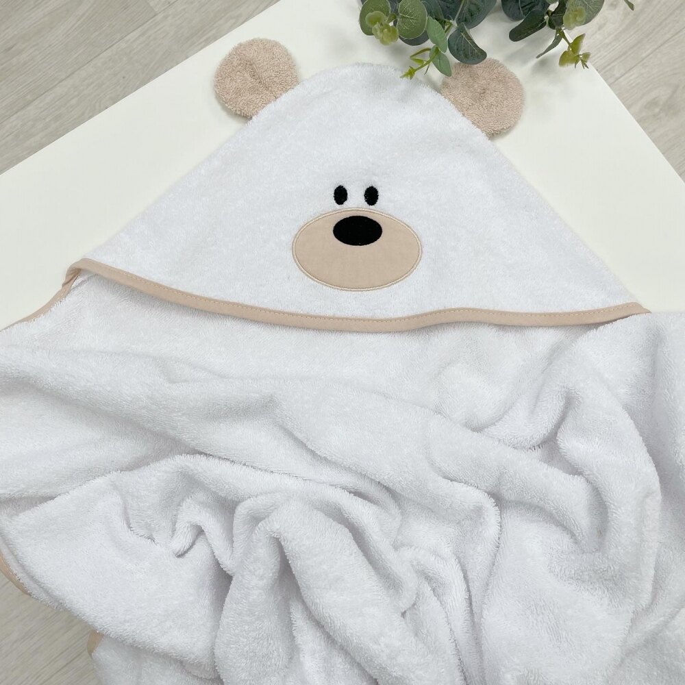 Prosop cu glugă din bumbac pentru copii, model Ursuleț, 80 × 100 cm, vedere de ansamblu Prosop cu glugă din bumbac pentru copii, model Ursuleț, 80 × 100 cm, vedere de ansamblu