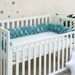 Apărătoare laterală împletită pentru pătuț, mentă, 220 × 18 cm, detaliu al modelului