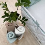 Apărătoare laterală pentru pătuț din 4 piese, mentă, poplin, textura materialului