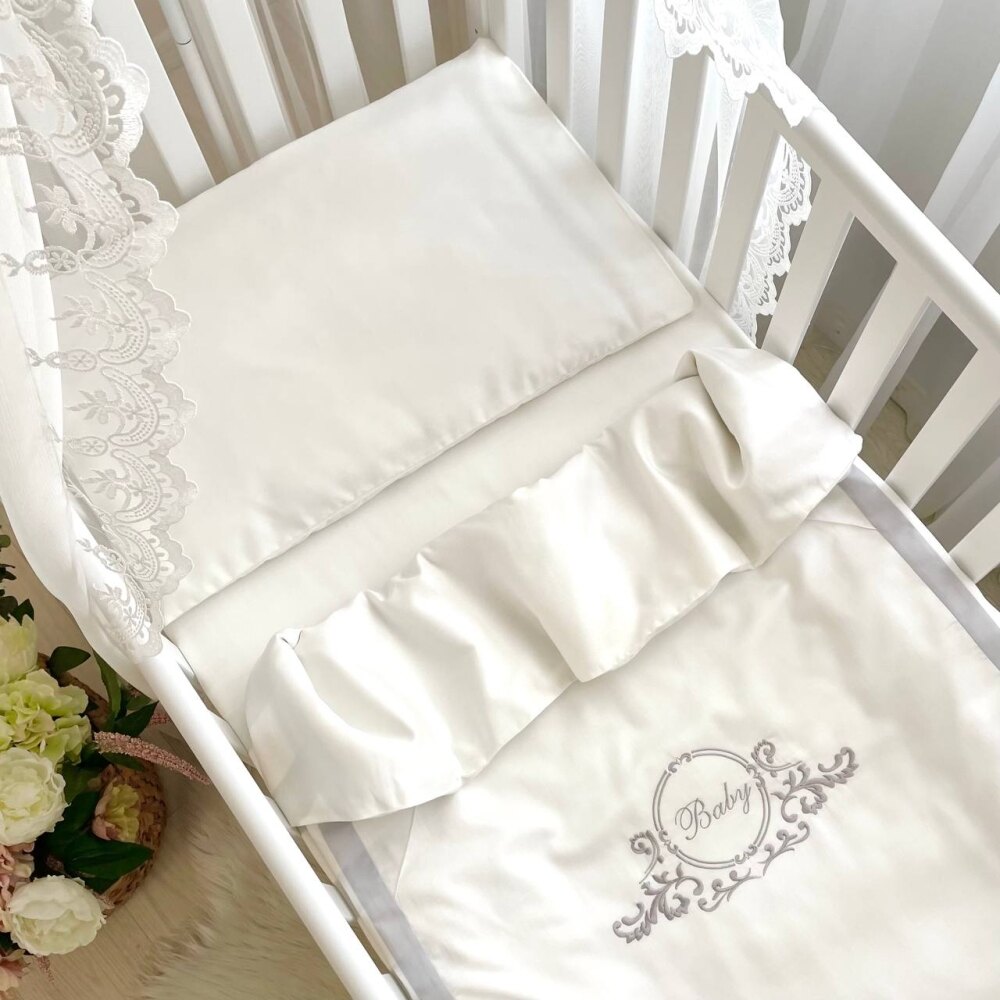 Set lenjerie de schimb 3 piese pentru pătuț, Baby King gri, vedere de ansamblu Set lenjerie de schimb 3 piese pentru pătuț, Baby King gri, vedere de ansamblu