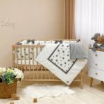 Set complet de lenjerie pentru pătuț, 5 piese White Stars, vedere de ansamblu