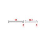 Desen tehnic al accesoriului din cauciuc cu cotele 69 mm, 50 mm și grosimea de 5,4 mm