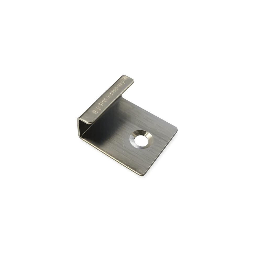 Accesoriu starter din oțel pentru deck WPC Accesoriu starter din oțel periat în formă de L, cu orificiu teșit pentru șurub