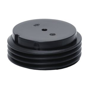 Adaptor Lifto A20 din plastic negru, un disc de 20 mm cu margine în trepte și orificiu central, văzut în perspectivă
